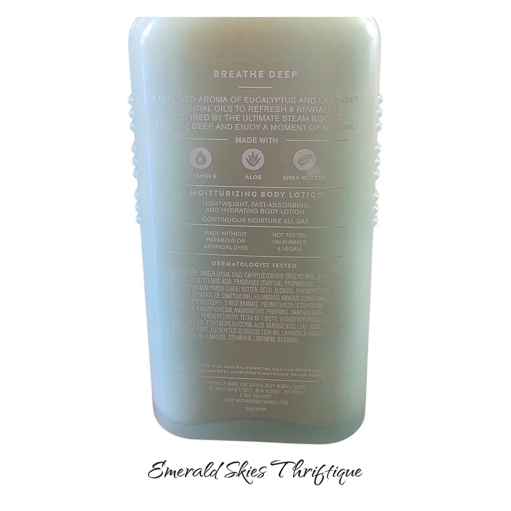 B&BW BREATHE DEEP - EUCALYPTUS LAVENDER Body Lotion Moisturizer new free ship